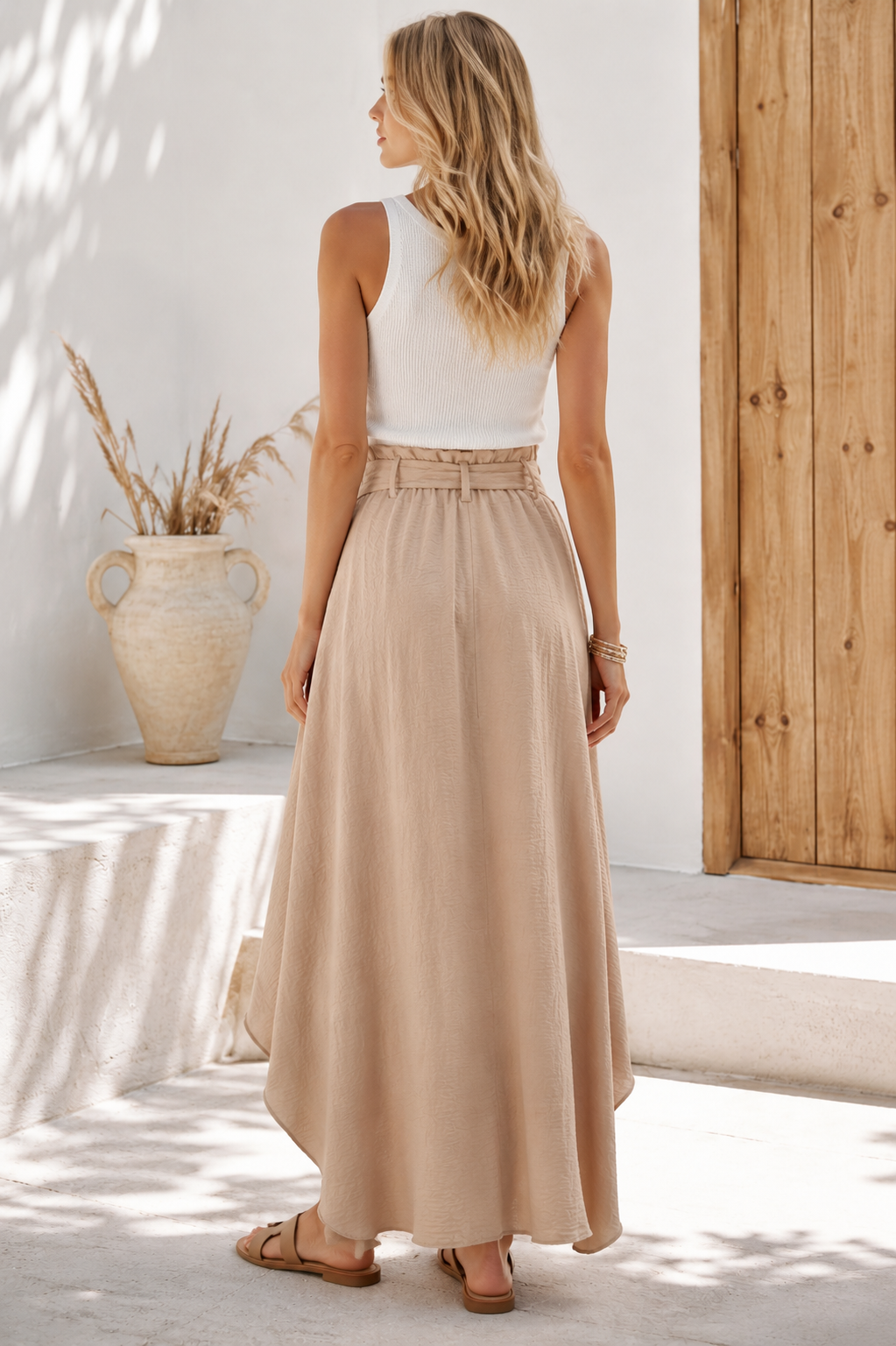 Asymmetrical High-Low Skirt with Tie Belt 18006 NolaByBijusol