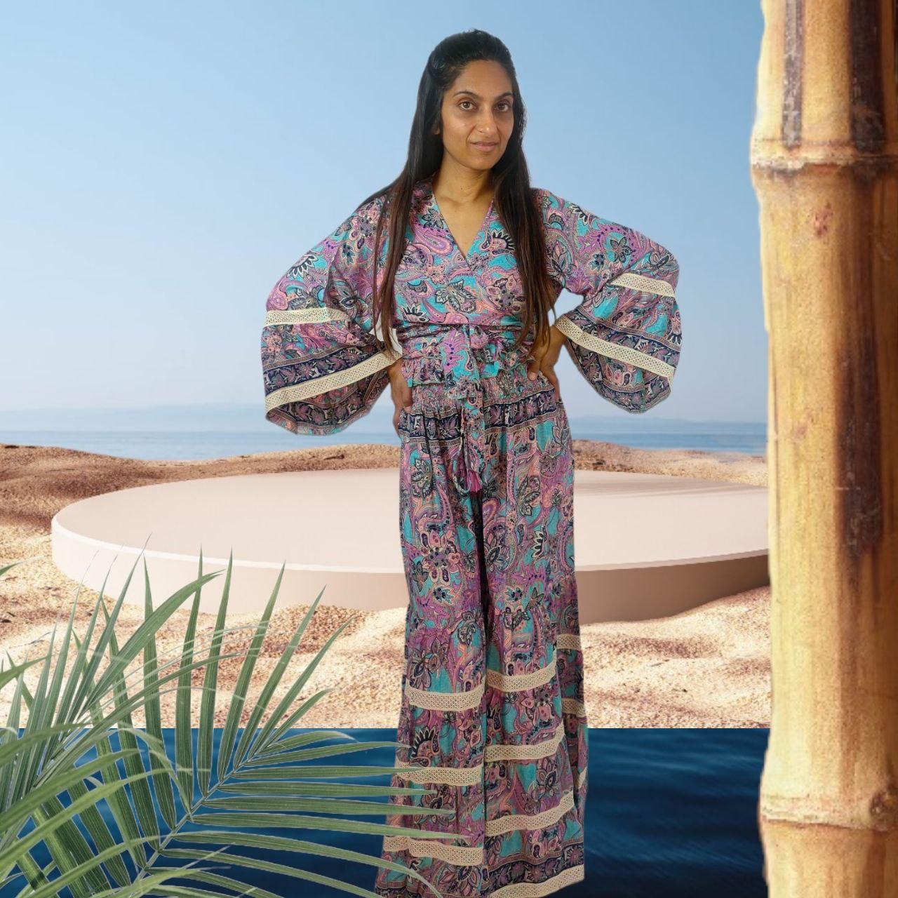 Conjunto de seda indiana Lilac - NolaByBijusol