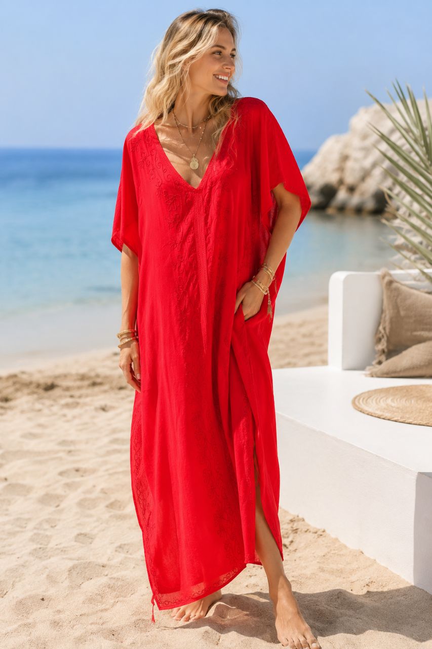 Nola Embroidered Viscose Beach Kaftan NolaByBijusol