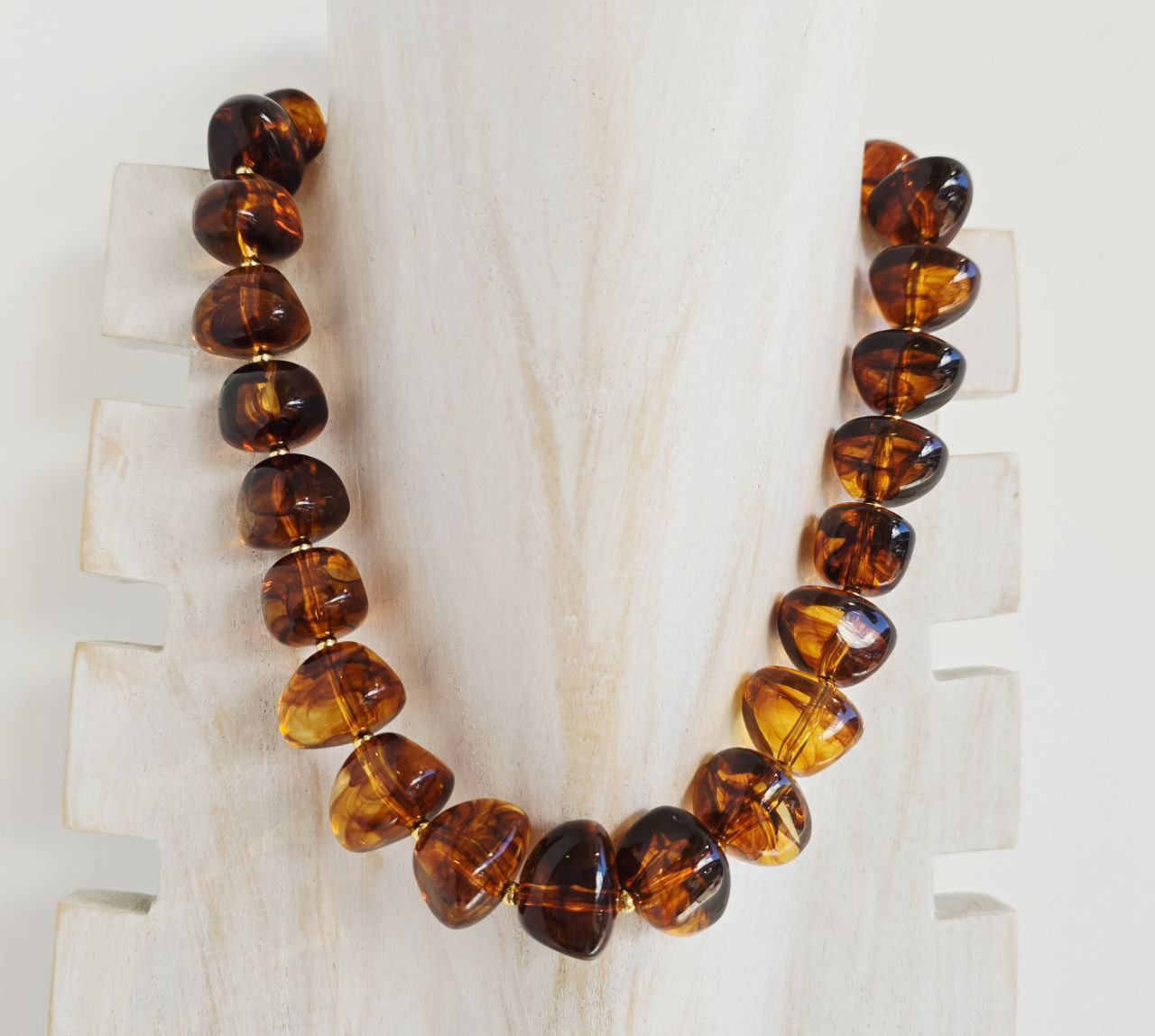 Sunset Amber stainless steel necklace Nola by Bijusol