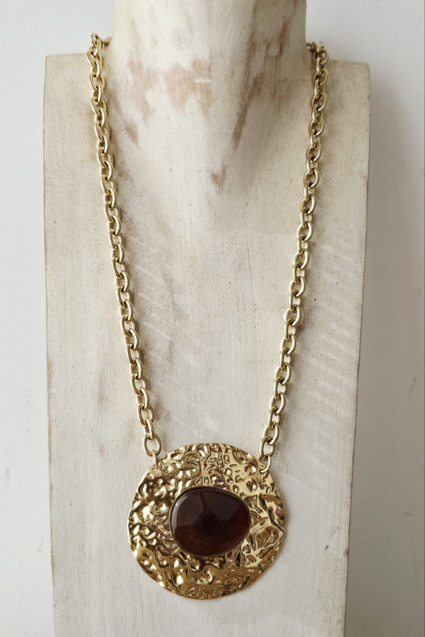 Amber Aura stainless steel necklace Nola by Bijusol
