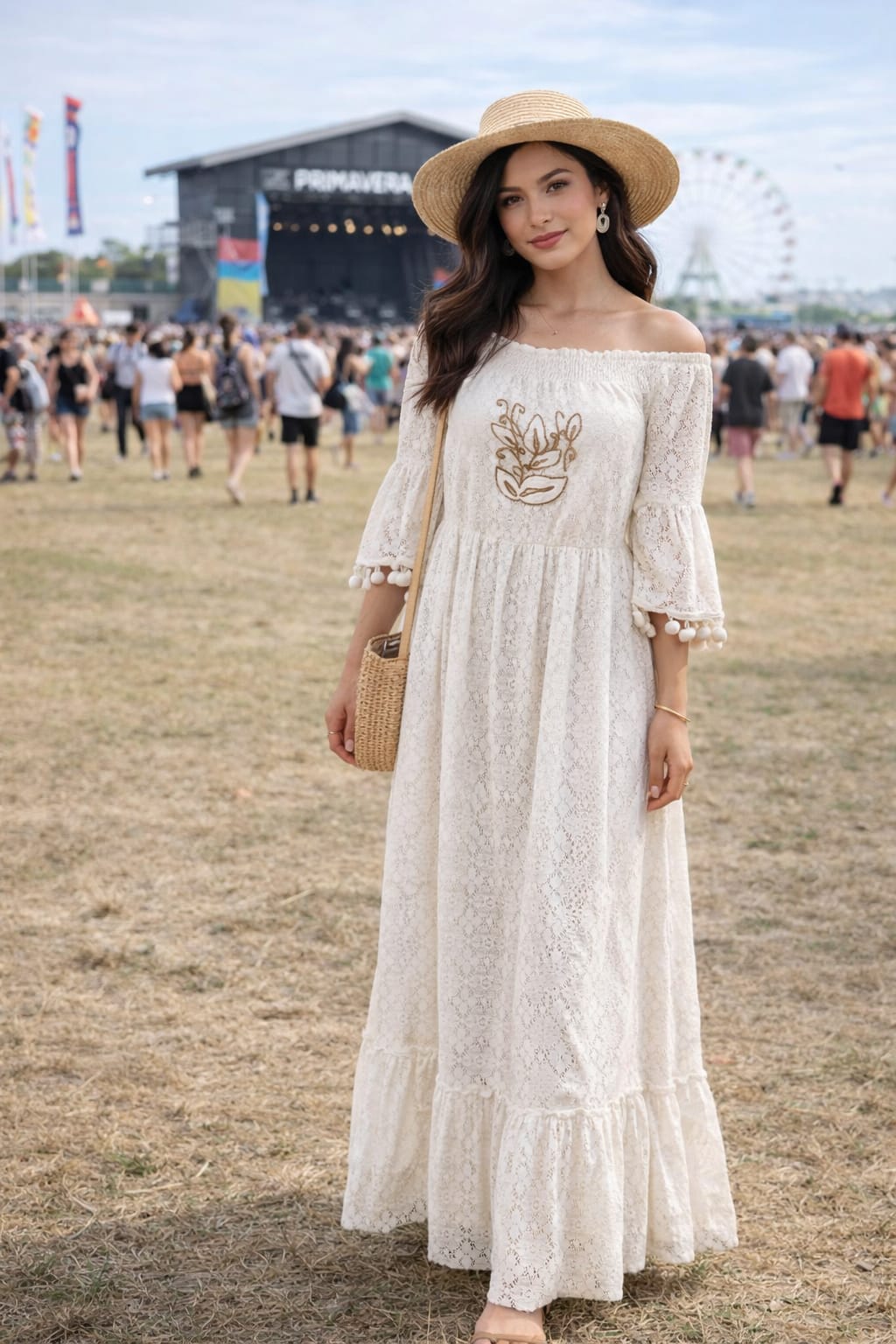Boho Lace Cotton Maxi Dress NolaByBijusol