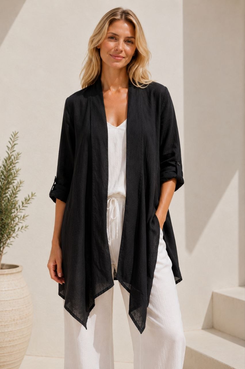 Nola Premium Linen Kimono Blazer – 100% Linen 21306 NolaByBijusol
