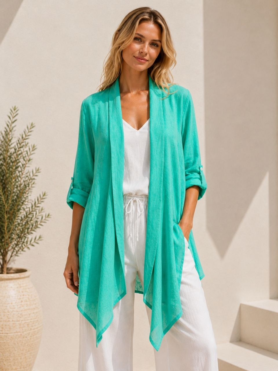Nola Premium Linen Kimono Blazer – 100% Linen 21306 NolaByBijusol