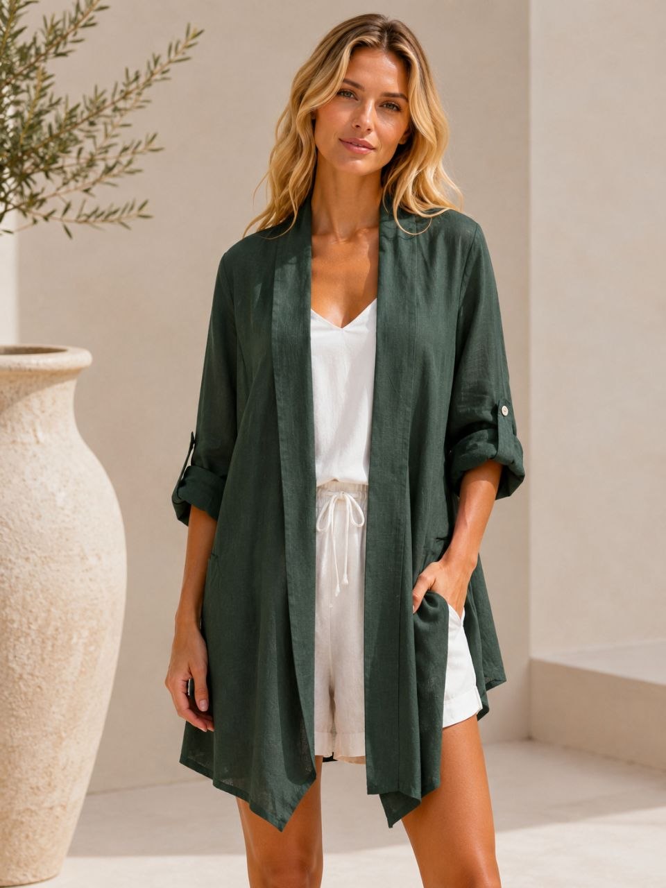 Nola Premium Linen Kimono Blazer – 100% Linen 21306 NolaByBijusol
