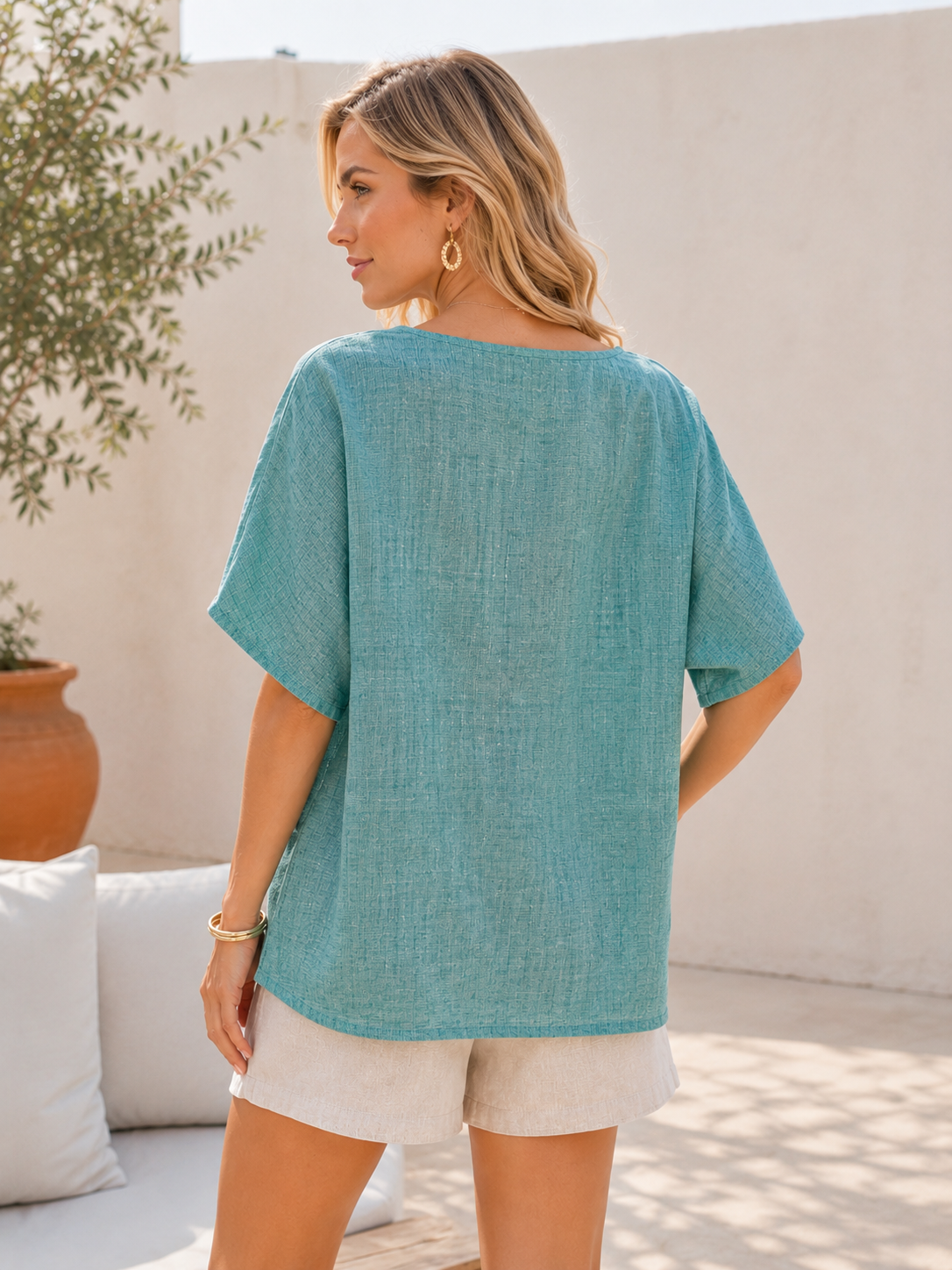 Nola Indian Linen Blouse – Relaxed Summer Top 21696 NolaByBijusol