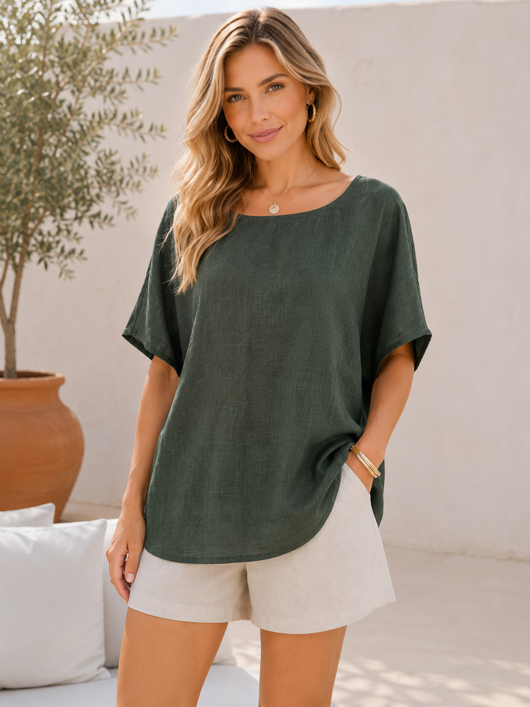 Nola Indian Linen Blouse – Relaxed Summer Top 21696 NolaByBijusol