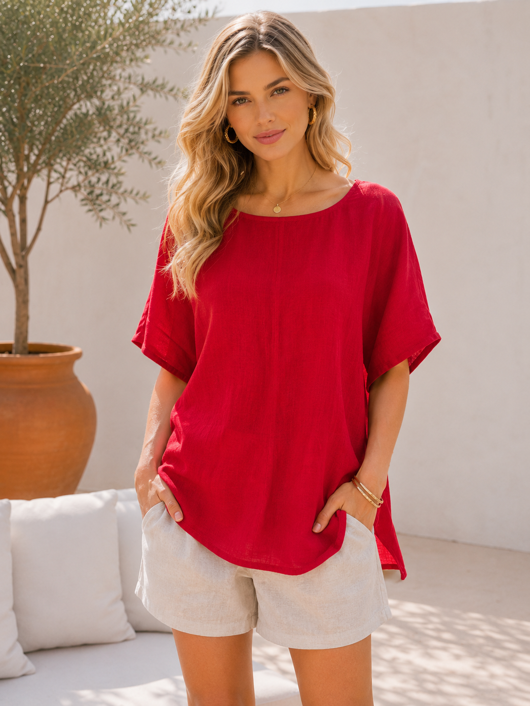 Nola Indian Linen Blouse – Relaxed Summer Top 21696 NolaByBijusol