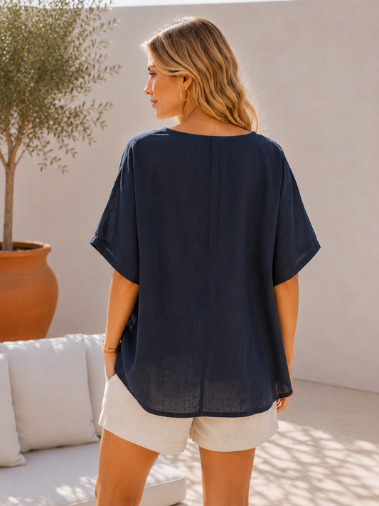 Nola Indian Linen Blouse – Relaxed Summer Top 21696 NolaByBijusol