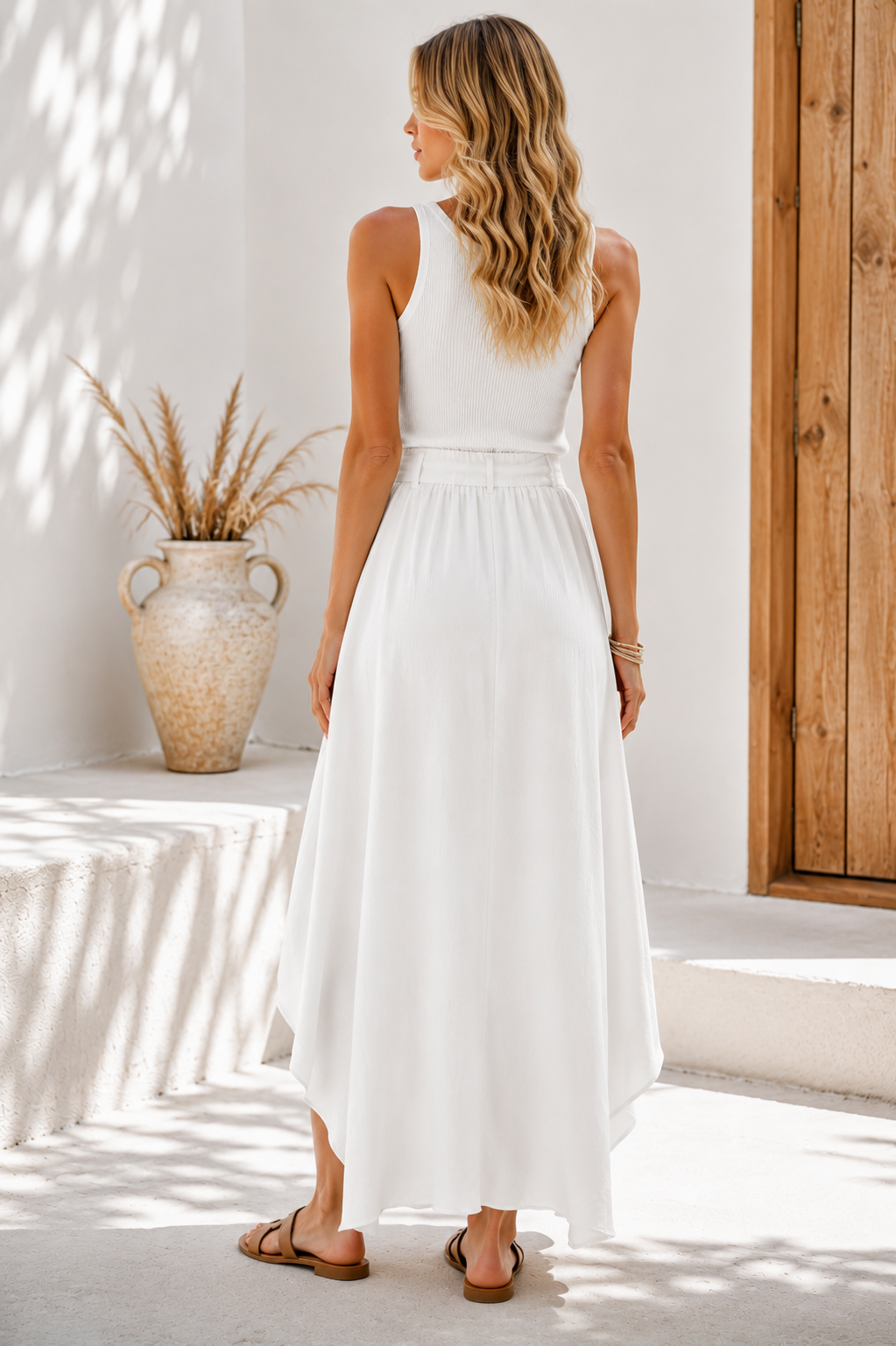 Asymmetrical High-Low Skirt with Tie Belt 18006 NolaByBijusol