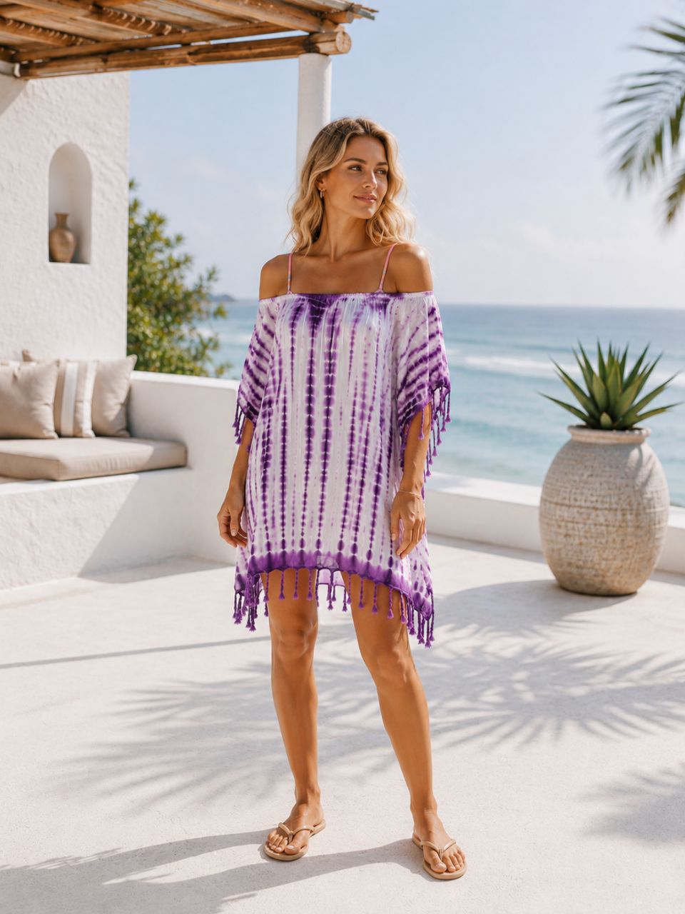 NOLA Tie-Dye Viscose Beach Cover Up Dress | Made in India | One Size | Ref. 10 NolaByBijusol