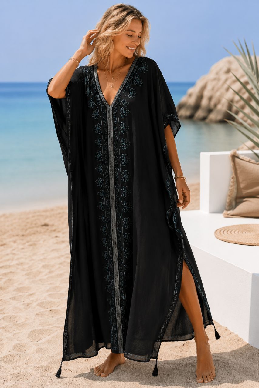 Nola Embroidered Viscose Beach Kaftan NolaByBijusol