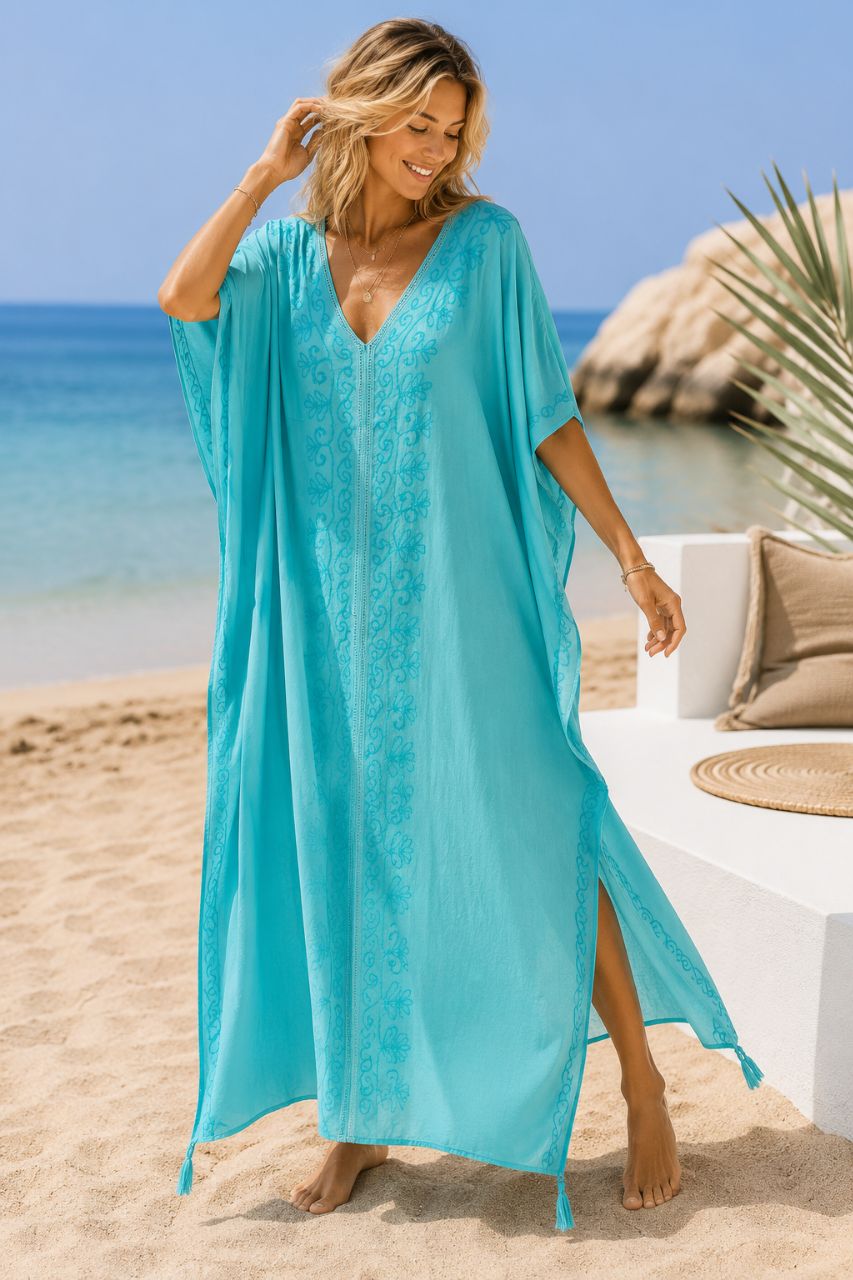 Nola Embroidered Viscose Beach Kaftan NolaByBijusol