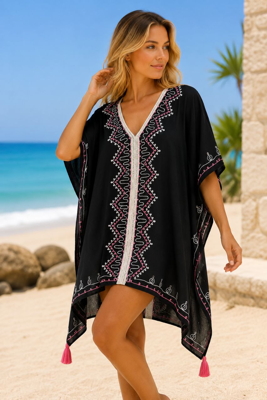 Nola Embroidered Viscose Short Kaftan NolaByBijusol