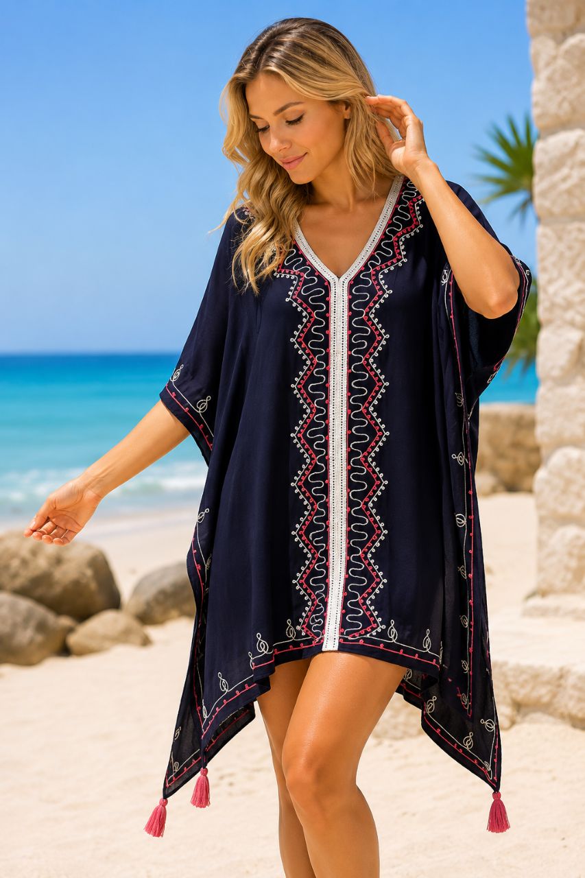 Nola Embroidered Viscose Short Kaftan NolaByBijusol