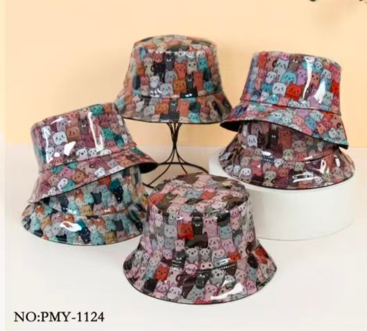 PMY-1124 waterproof bucket hats with multicoloured cat print – Fall Winter Collection