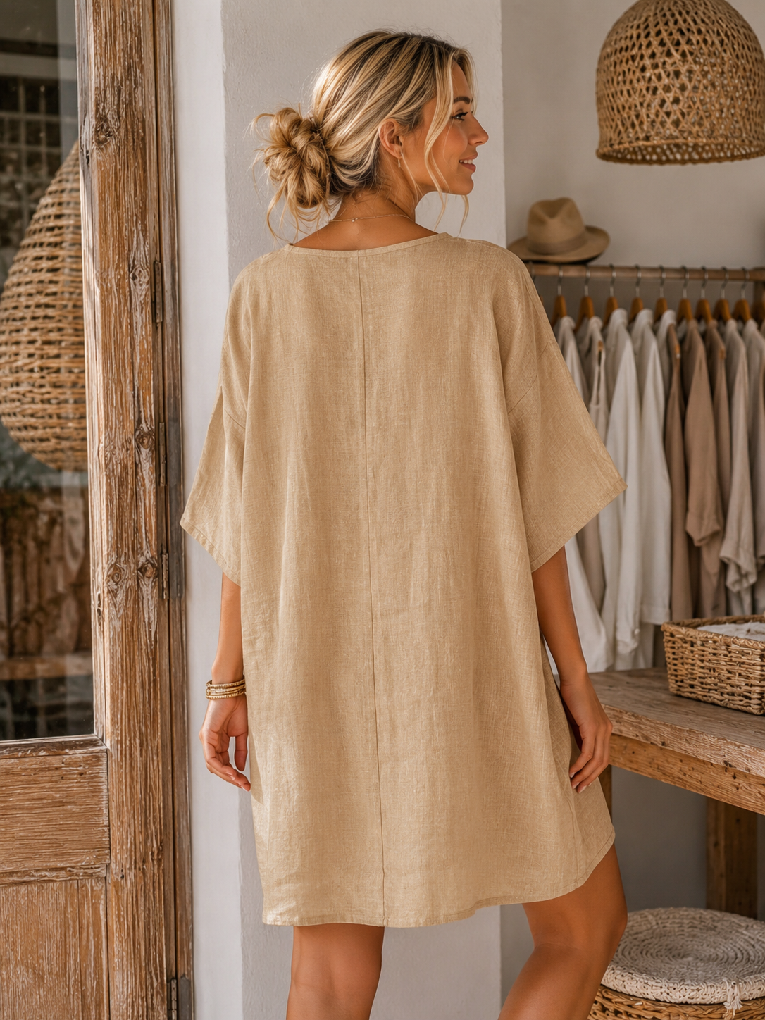 Nola Premium 100% Linen Tunic Dress 21693 NolaByBijusol