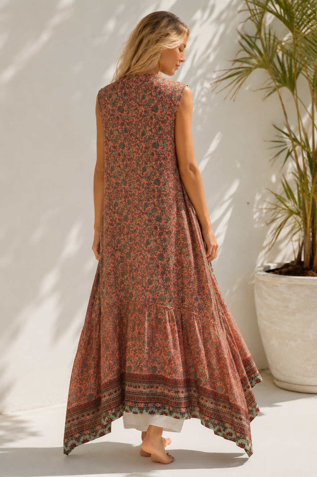 Nola Luxe Silk Blend Boho Maxi Dress