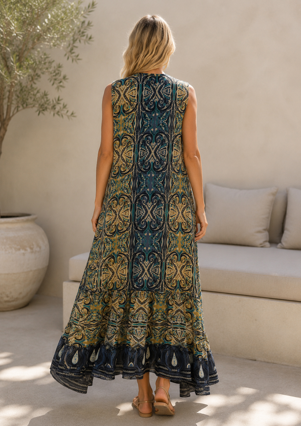 Nola Luxe Silk Blend Boho Maxi Dress 212963 (Copy) NolaByBijusol