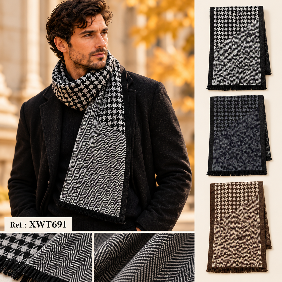 Men’s Checked Scarf – XWT687 Nola by Biju Sol