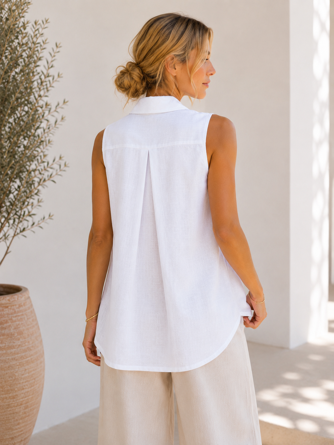 Nola Premium 100% Linen Sleeveless Blouse 21690 NolaByBijusol