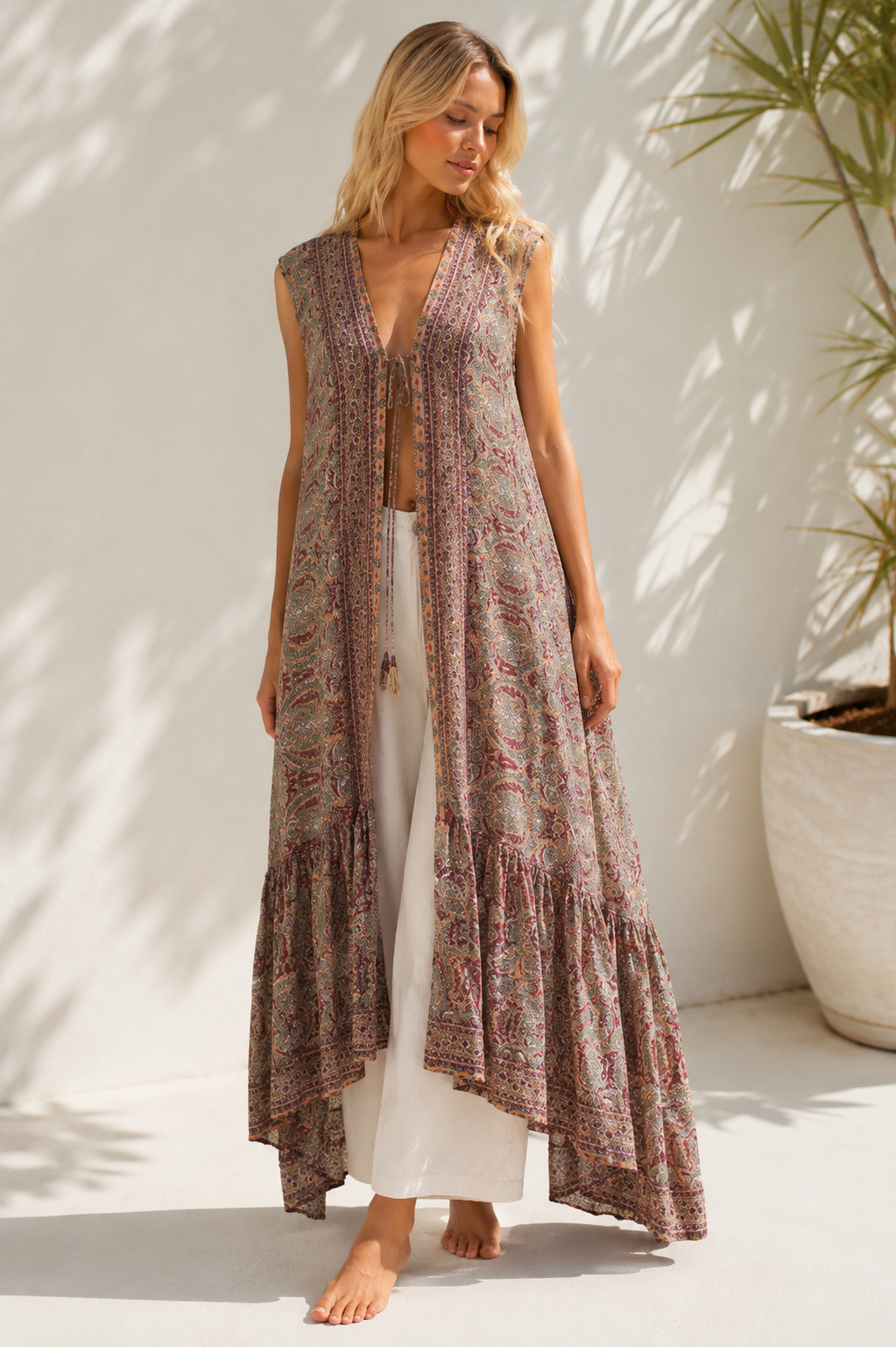 Nola Luxe Silk Blend Boho Maxi Dress 212963 NolaByBijusol