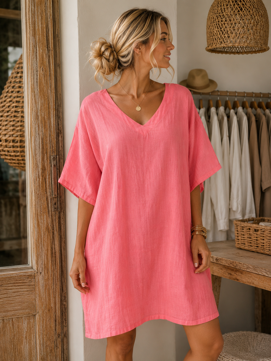 Nola Premium 100% Linen Tunic Dress 21693 NolaByBijusol