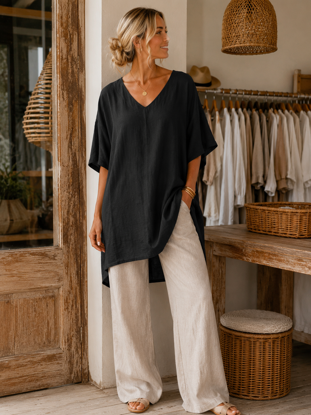 Nola Premium 100% Linen Tunic Dress 21693 NolaByBijusol