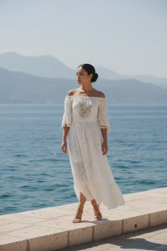 Boho Lace Cotton Maxi Dress