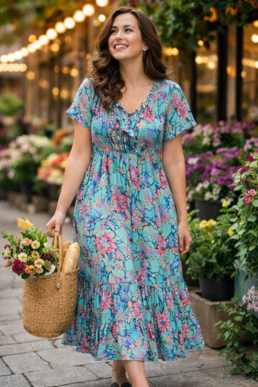 Aria Silk Boho Maxi Dress - Blush Pink NolaByBijusol