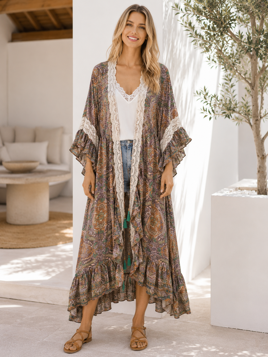 Nola Paisley Silk Lace Kimono NolaByBijusol