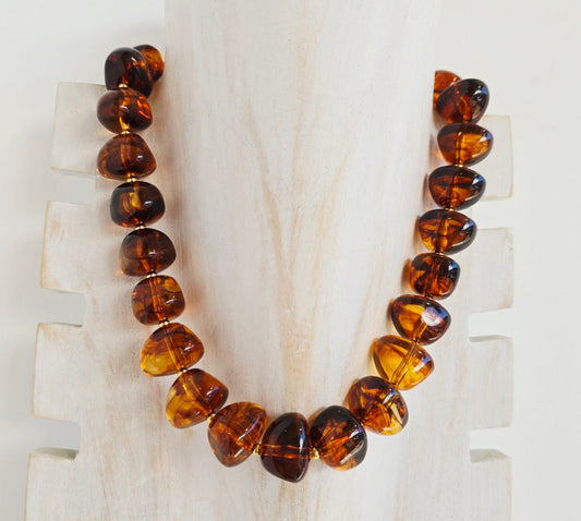 Sunset Amber stainless steel necklace Nola by Bijusol