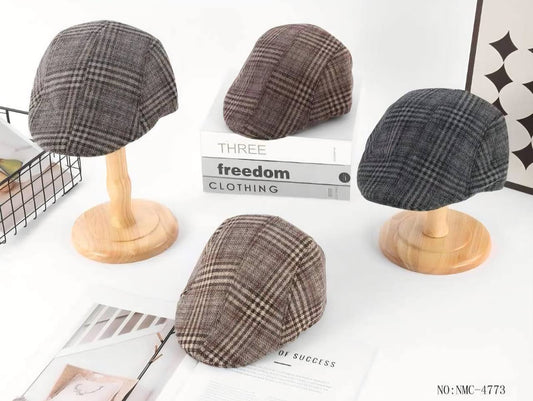 Unisex Checked Flat Cap – Adjustable Autumn/Winter Style Nola by Bijusol