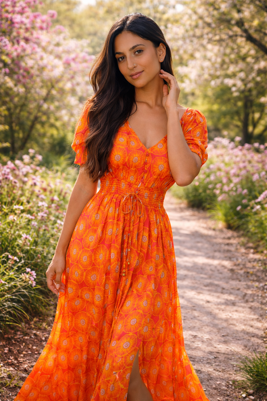 Cassie Dress Orange Nola by Bijusol
