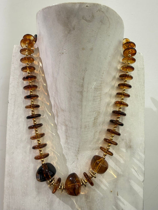 Golden Amber Stainless Steel Necklace Nola by Bijusol