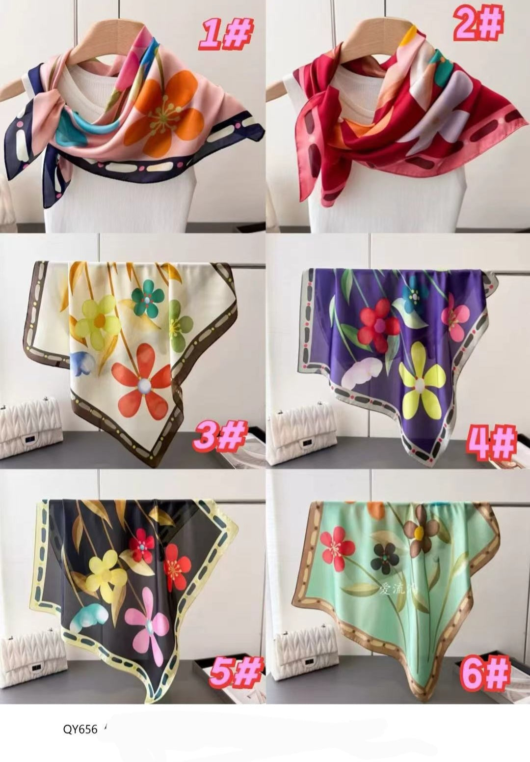 Silk Touch Floral Scarves 70x70 cm Qy656 Nola by Bijusol
