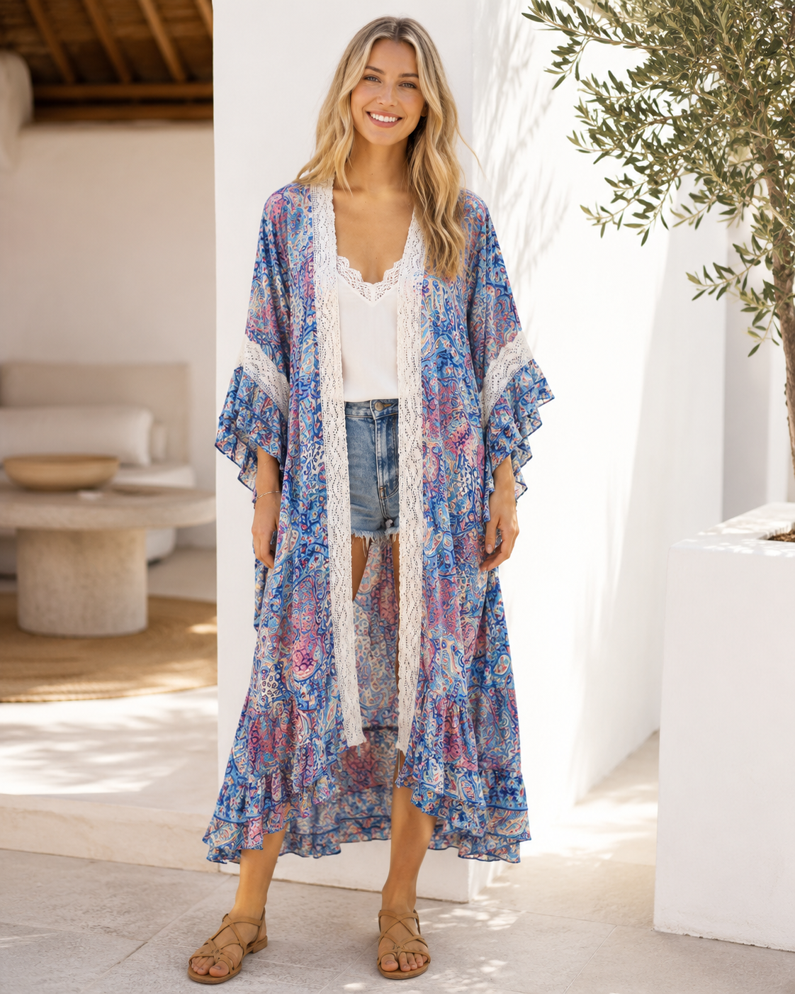 Nola Paisley Silk Lace Kimono NolaByBijusol