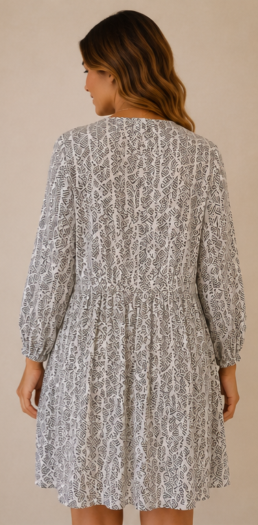 Viscose Short Dress with Buttons & Elastic Waist 170511 NolaByBijusol