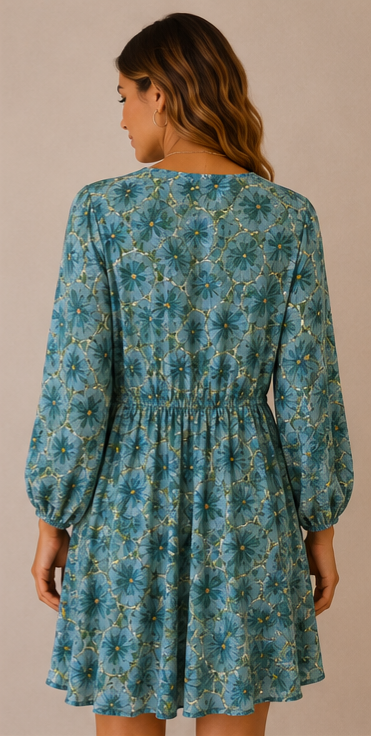 Viscose Short Dress with Buttons & Elastic Waist 170505 NolaByBijusol