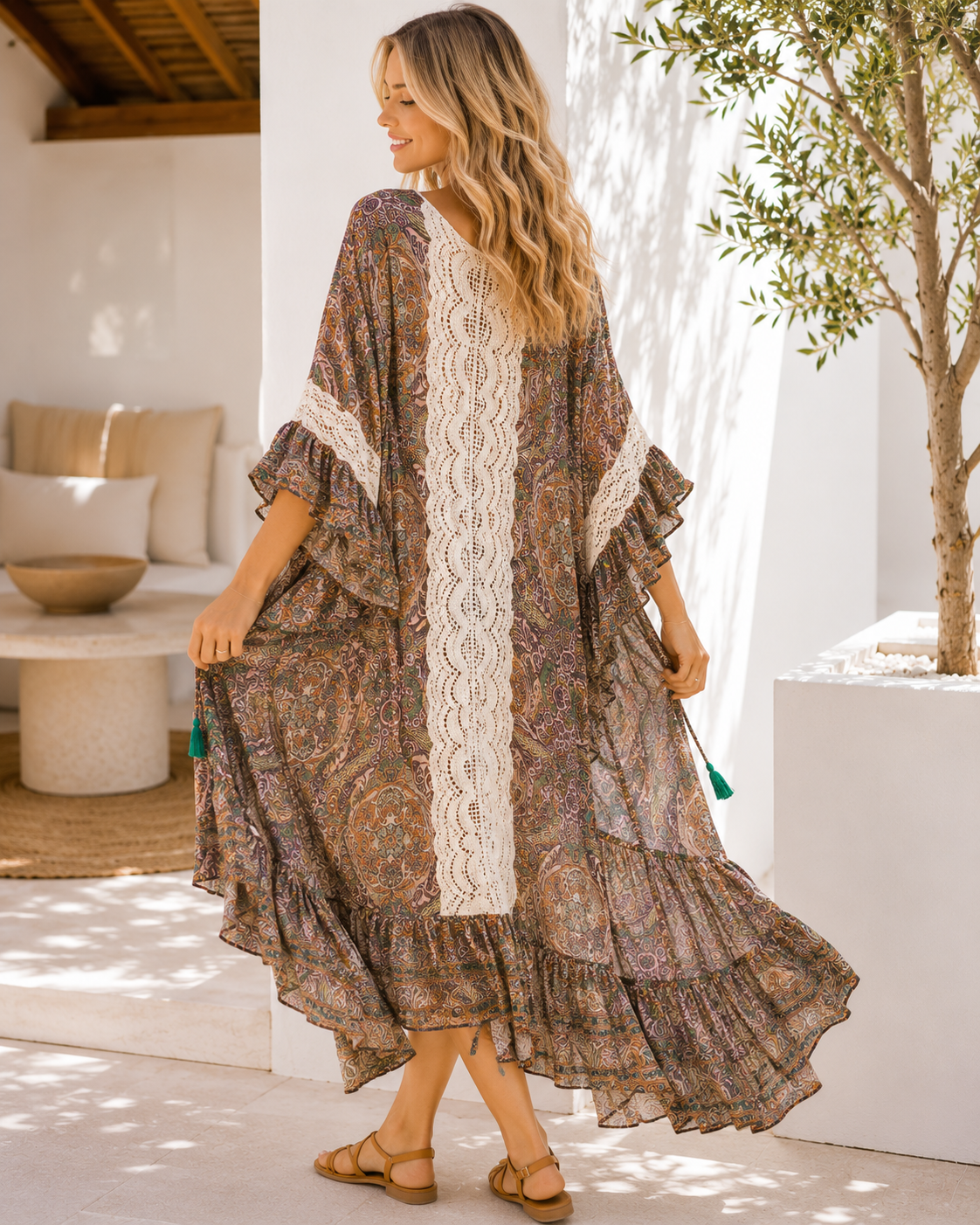 Nola Paisley Silk Lace Kimono NolaByBijusol