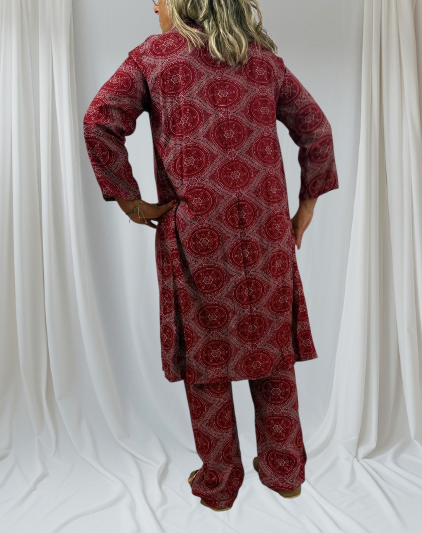 Nola Harmony Set – bordo Boho Kimono & Trousers 2164