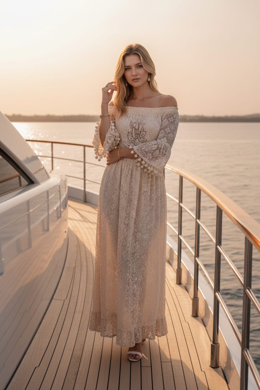 Boho Lace Cotton Maxi Dress NolaByBijusol