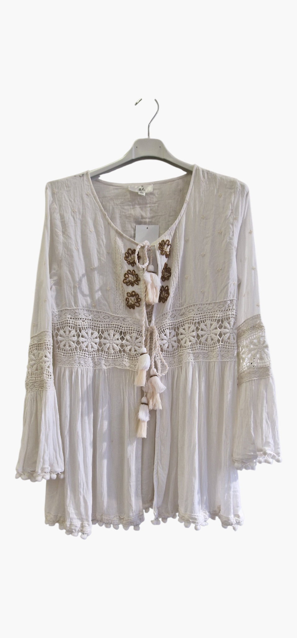 Boho Cotton Jacket with Lace Details NolaByBijusol