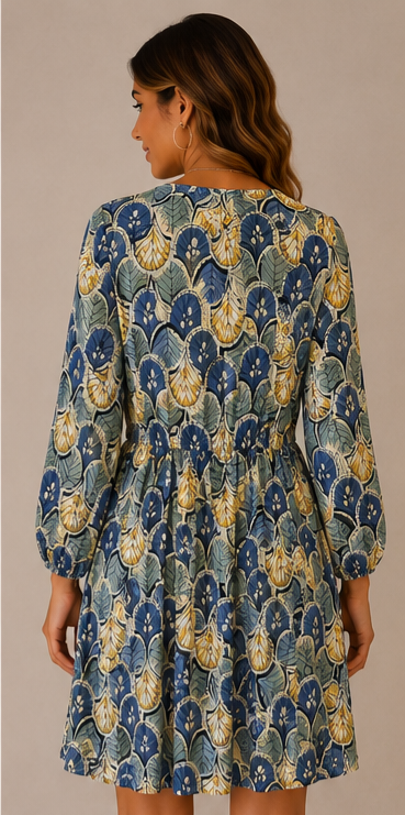 Viscose Short Dress with Buttons & Elastic Waist 170503 NolaByBijusol