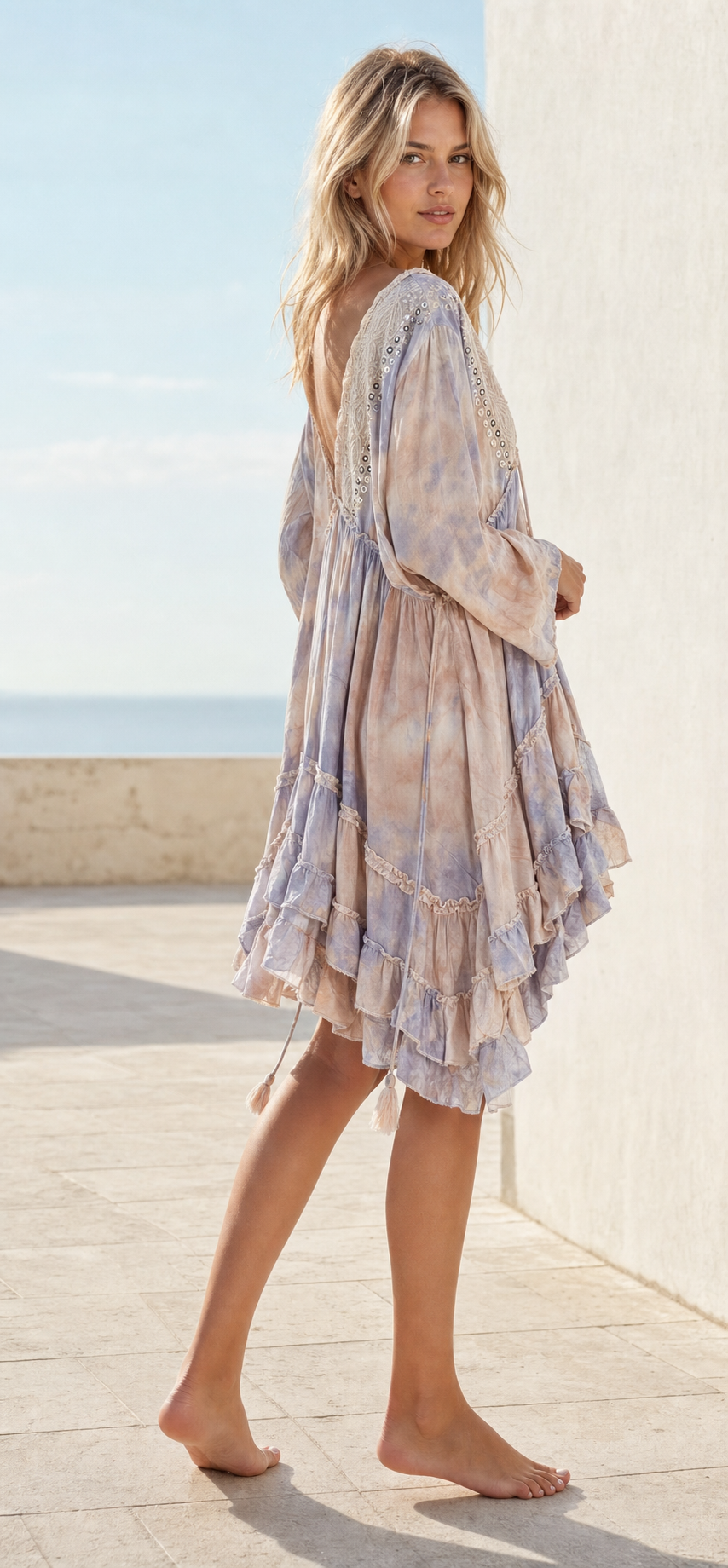 Nola Embroidered Tie-Dye Viscose Dress 22-4006b NolaByBijusol